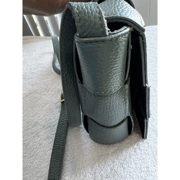 STELLA BIANCA Made In Italy Woven Pebbled Leather adjust Crossbody Handbag Blue - Picture 12 of 16